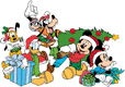 Mickey Mouse and friends getting ready for Christmas