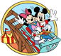 Mickey, Minnie, Donald and Daisy on a roller coaster