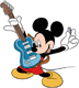 Mickey Mouse playing the electric guitar