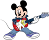 Mickey Mouse playing the electric guitar