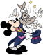 Mickey Mouse the magician pulling a rabbit out of a hat