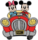 Mickey, Minnie in the car