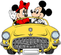 Minnie, Mickey in a car
