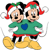 Mickey and Minnie Mouse wearing a Christmas sweater