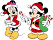 Mickey offering Minnie a candy cane