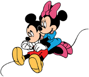 Mickey & Minnie Mouse cuddling