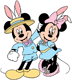 Mickey and Minnie Mouse wearing bunny ears
