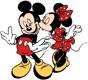 Minnie kissing Mickey on the cheek