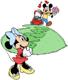 Mickey mowing the lawn for Minnie in the shape of a heart