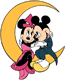 Mickey, Minnie sitting on moon