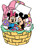 Mickey & Minnie Mouse inside an Easter egg basket