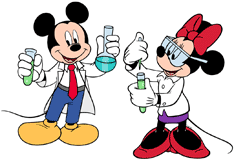 Scientists Mickey & Minnie Mouse in a lab