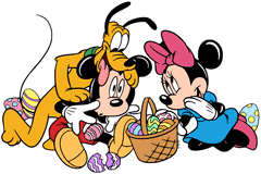Mickey & Minnie Mouse and Pluto with their Easter basket