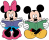 Mickey, Minnie reading