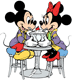 Mickey, Minnie sharing a sundae