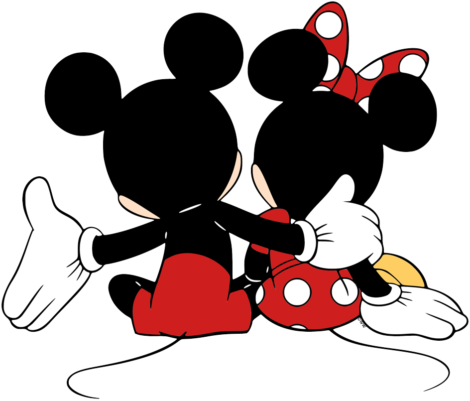 transparent images of Disney's Mickey and Minnie Mouse taking pictures...