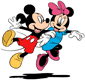 Mickey and Minnie Mouse running