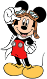 Mickey Mouse wearing aviator goggles