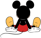 Mickey Mouse sitting down, back view