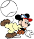 Mickey Mouse pitching ball, playing baseball