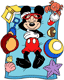 Mickey Mouse relaxing on a beach towel