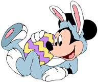 Bunny Mickey Mouse holding a giant Easter egg