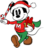 Mickey Mouse walking with a candy cane