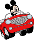Mickey driving his car