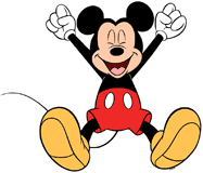 Mickey Mouse cheering with a bounce