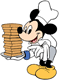 Chef Mickey Mouse holding a stack of french toast
