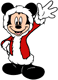 Mickey Mouse waving as santa claus