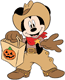 Mickey trick-or-treating as a cowboy