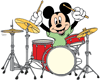 Mickey Mouse playing the drums