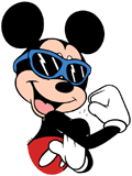 Mickey Mouse wearing sunglasses, flexing