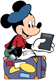 Mickey Mouse on holiday in France, holding his passport