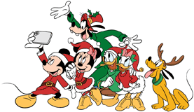 Mickey Mouse and friends taking a selfie