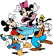 Mickey playing piano, Minnie, Donald and Goofy dancing