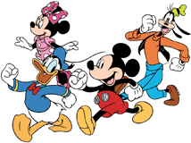Mickey Mouse and friends walking