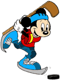 Mickey Mouse playing hockey