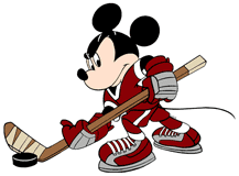 Mickey Mouse playing hockey