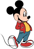 Mickey Mouse wearing a jacket