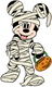Mickey trick-or-treating as a mummy