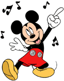 Mickey Mouse dancing to music