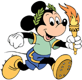 Mickey Mouse carrying the Olympic torch