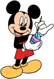 Mickey Mouse painting an Easter egg