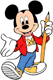 Mickey Mouse holding a giant pencil
