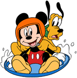 Mickey Mouse & Pluto sledding
