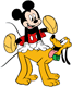 Mickey playing leapfrog with Pluto