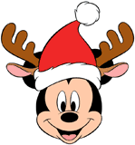 Mickey Mouse head with reindeer hat
