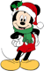 Mickey Mouse wearing santa hat with scarf